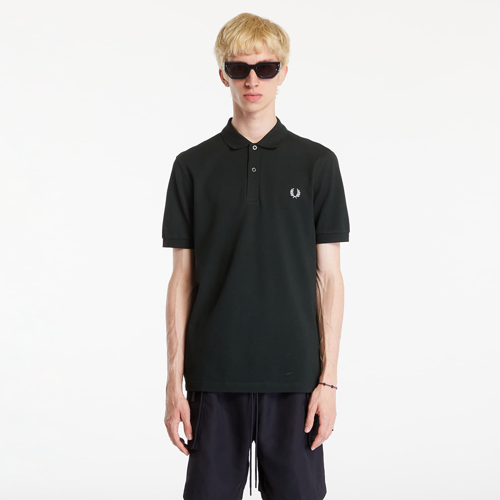 Tričko FRED PERRY The Polo Short Sleeve Tee Night Green/ Snow White XL
