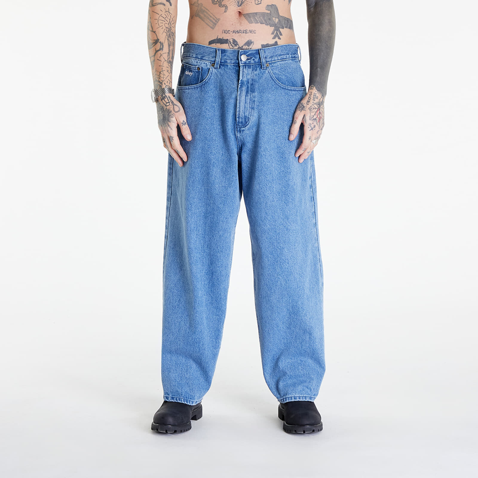 Kalhoty OBEY Bigwig Baggy Denim Light Indigo W33