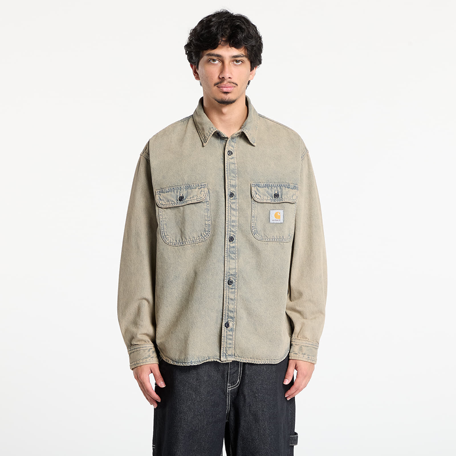 Košeľa Carhartt WIP Tigan Shirt Jacket UNISEX Blue/ Leather Garment Dyed XL