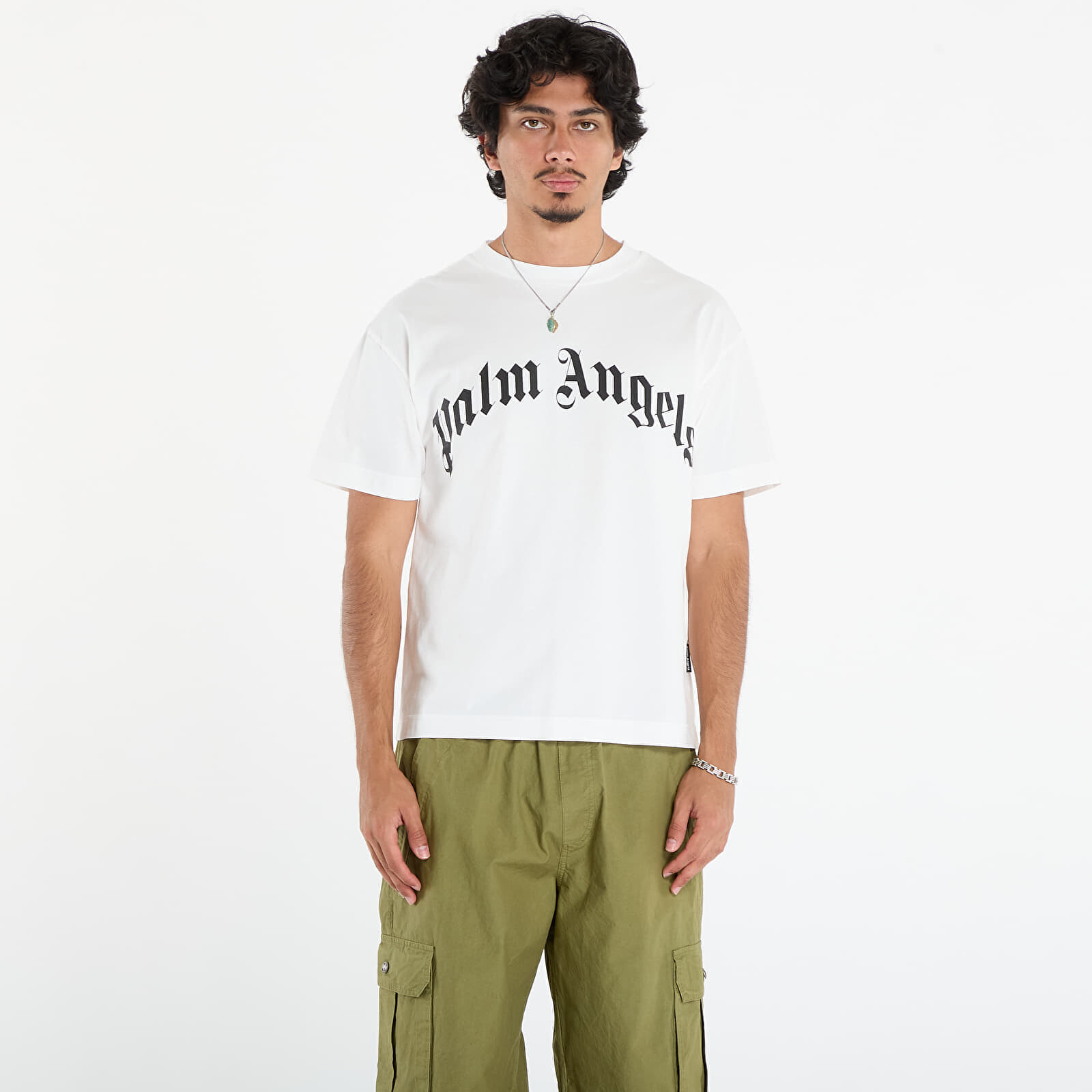 Tričko Palm Angels Curved Logo Reg Tee Off White/ Black XXL