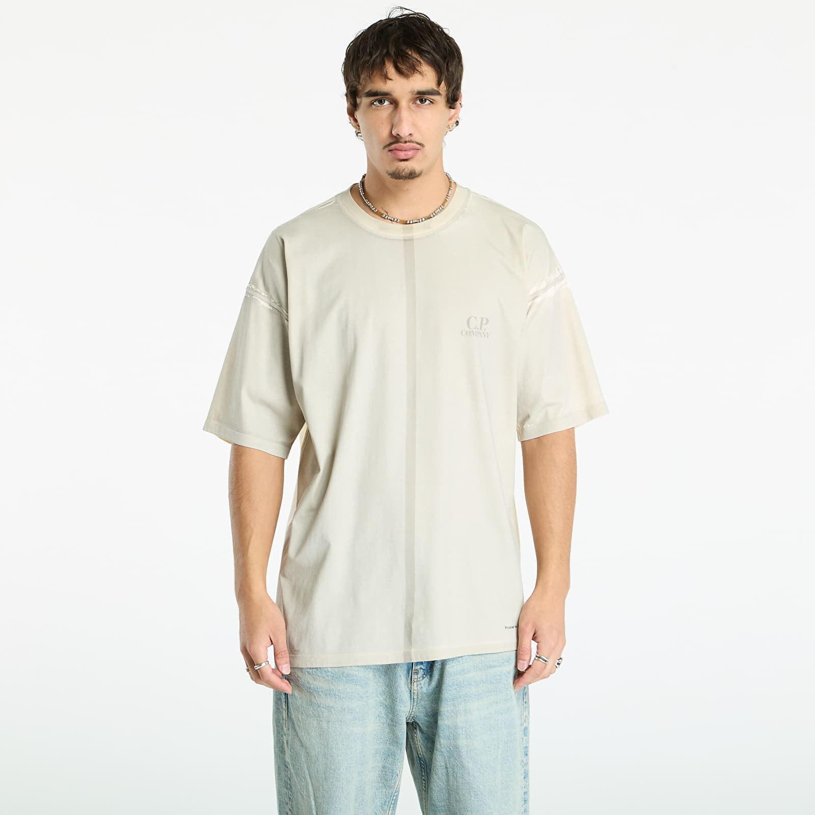 Tričko C.P. Company 24/1 Jersey Short Sleeve Printed Logo T-Shirt Pistachio Shell Beige L