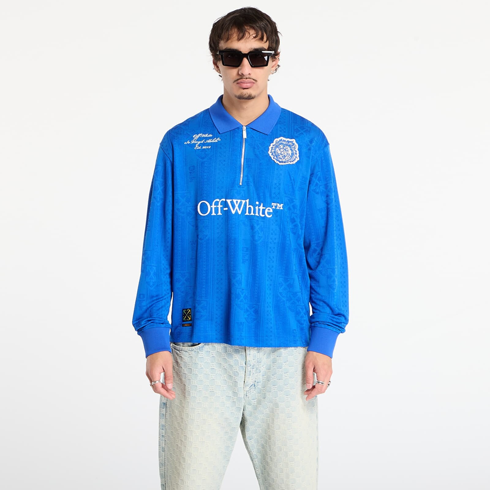 Tričko Off-White Lion Nation Soccer L/S Polo Navy Blue M