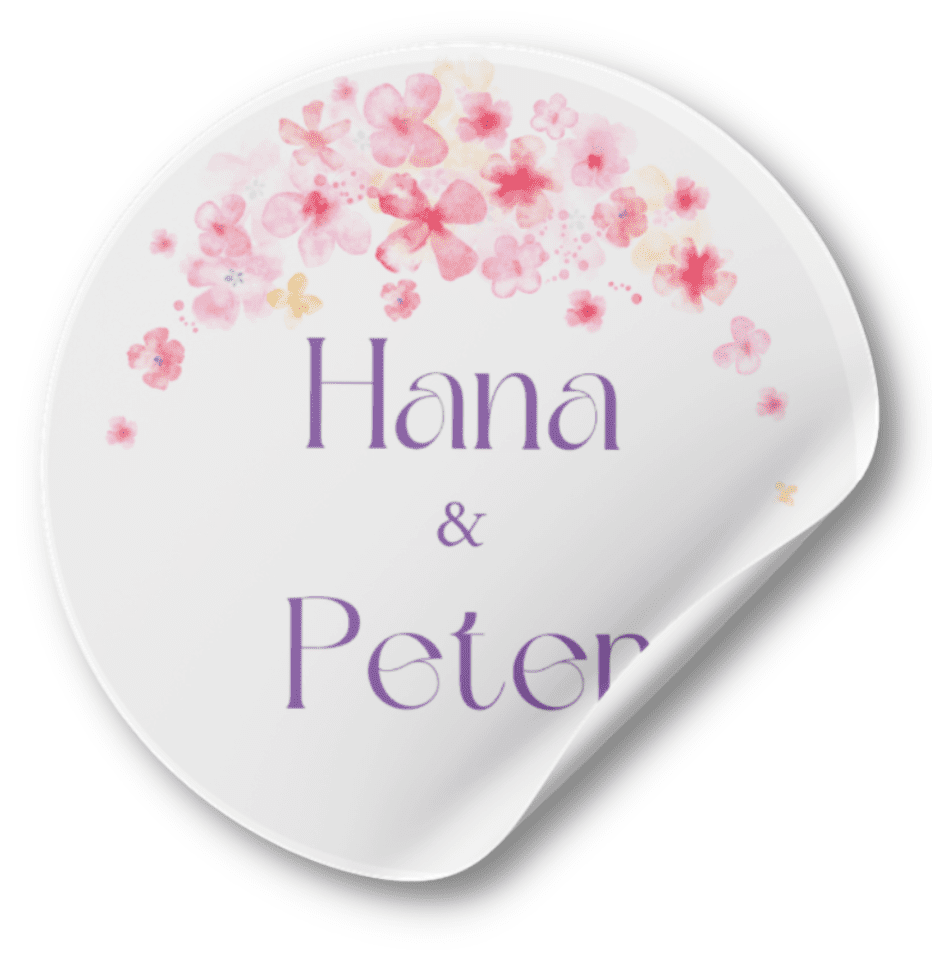 Personal Nálepka - Ružové kvetiny Zvoľte množstvo: od 30 do 60 ks