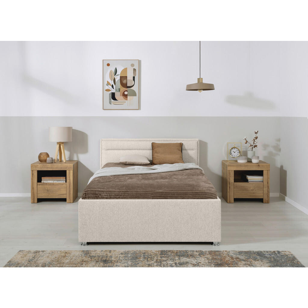 MID.YOU ČALÚNENÁ POSTEĽ, 120/200 cm, prírodná farba