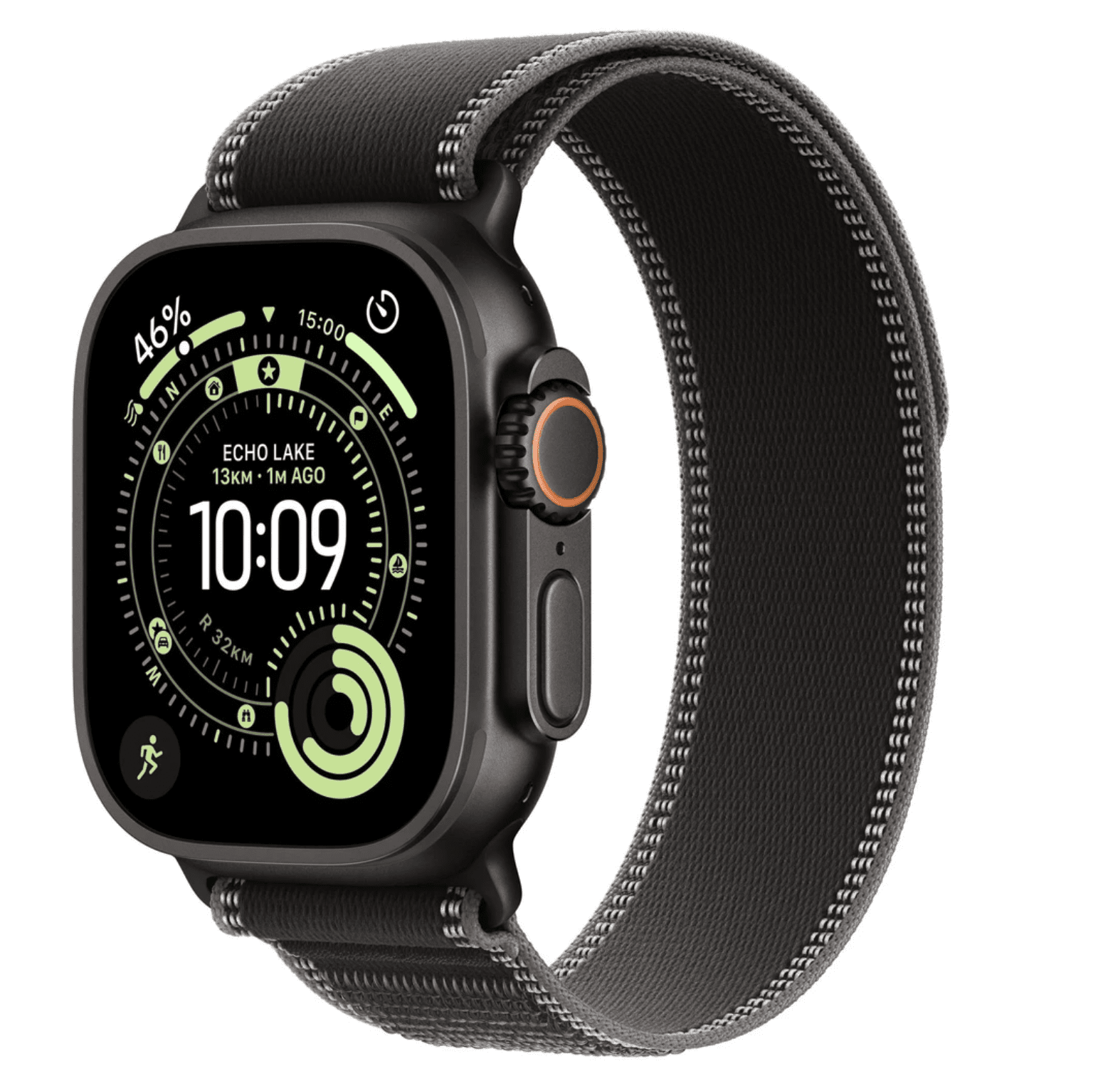 APPLE Watch Ultra 3 GPS + Cellular 49mm čierny titán - čierny / uhlový trailový ťah - M/L