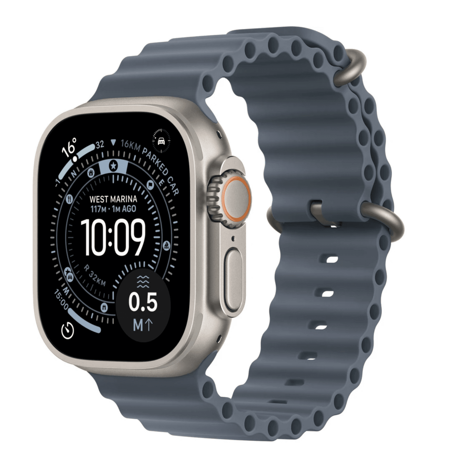 APPLE Watch Ultra 3 GPS + Cellular 49mm prírodný titán - oceľovo modrý oceánsky remienok