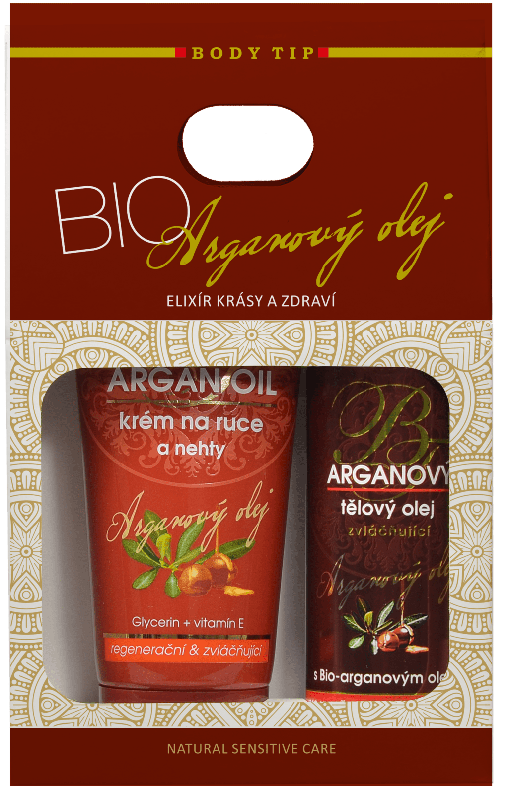 VIVACO Darčeková kazeta Argan - krém na ruky 100ml + telový olej 100ml