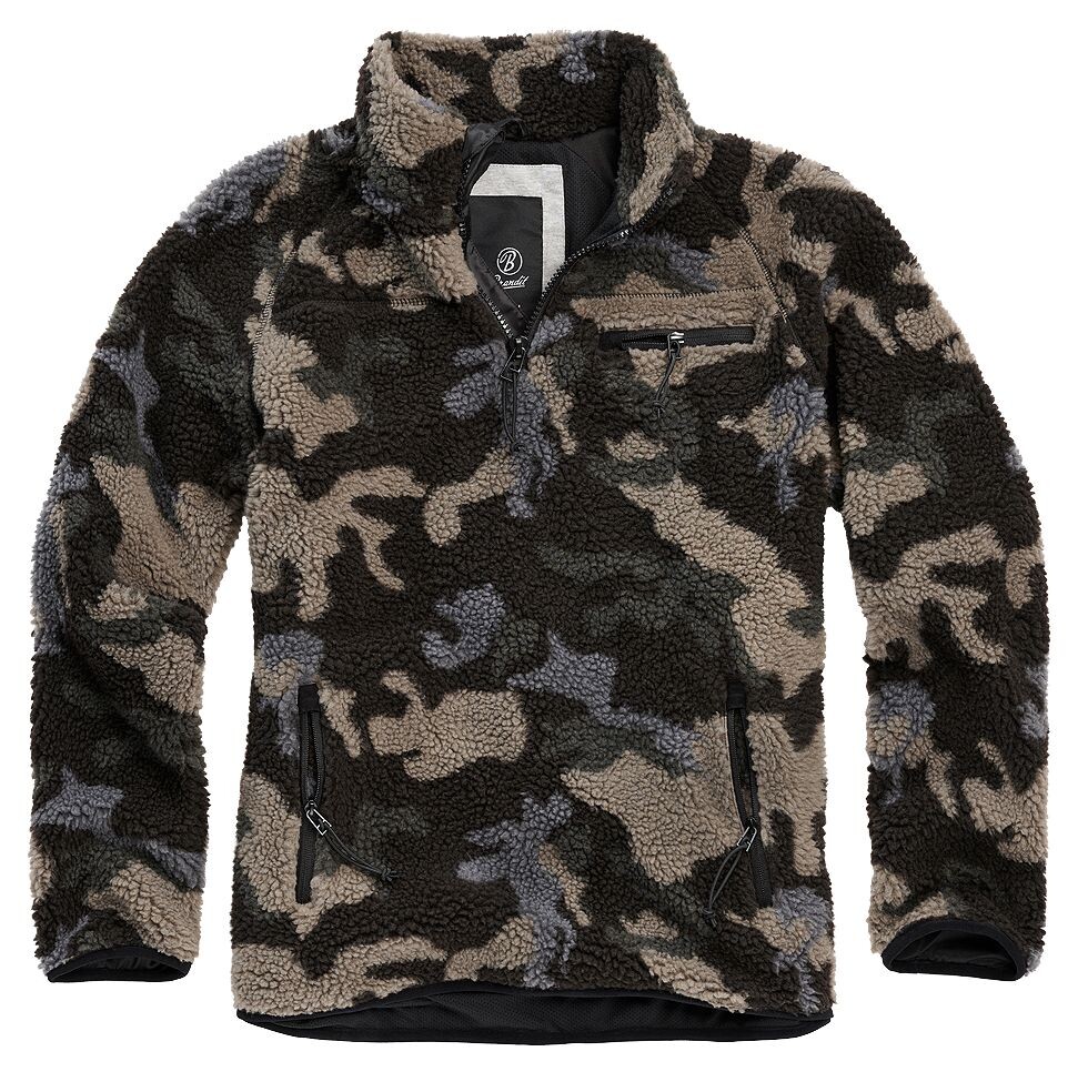 Bunda fleecová Brandit Teddyfleece Troyer - darkcamo, XXL