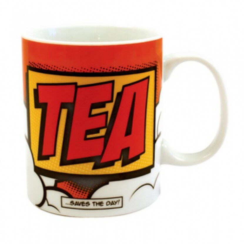 Komiksový hrnček Tea - červený-žltý