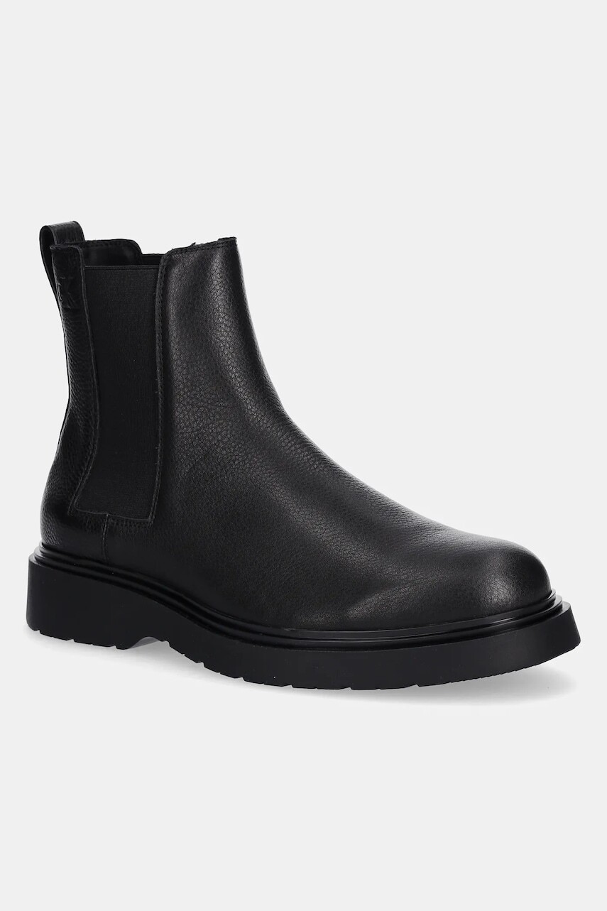 Kožené topánky chelsea Calvin Klein COMBAT ESS CHELSEA BOOT LTH čierna farba, YM0YM01374