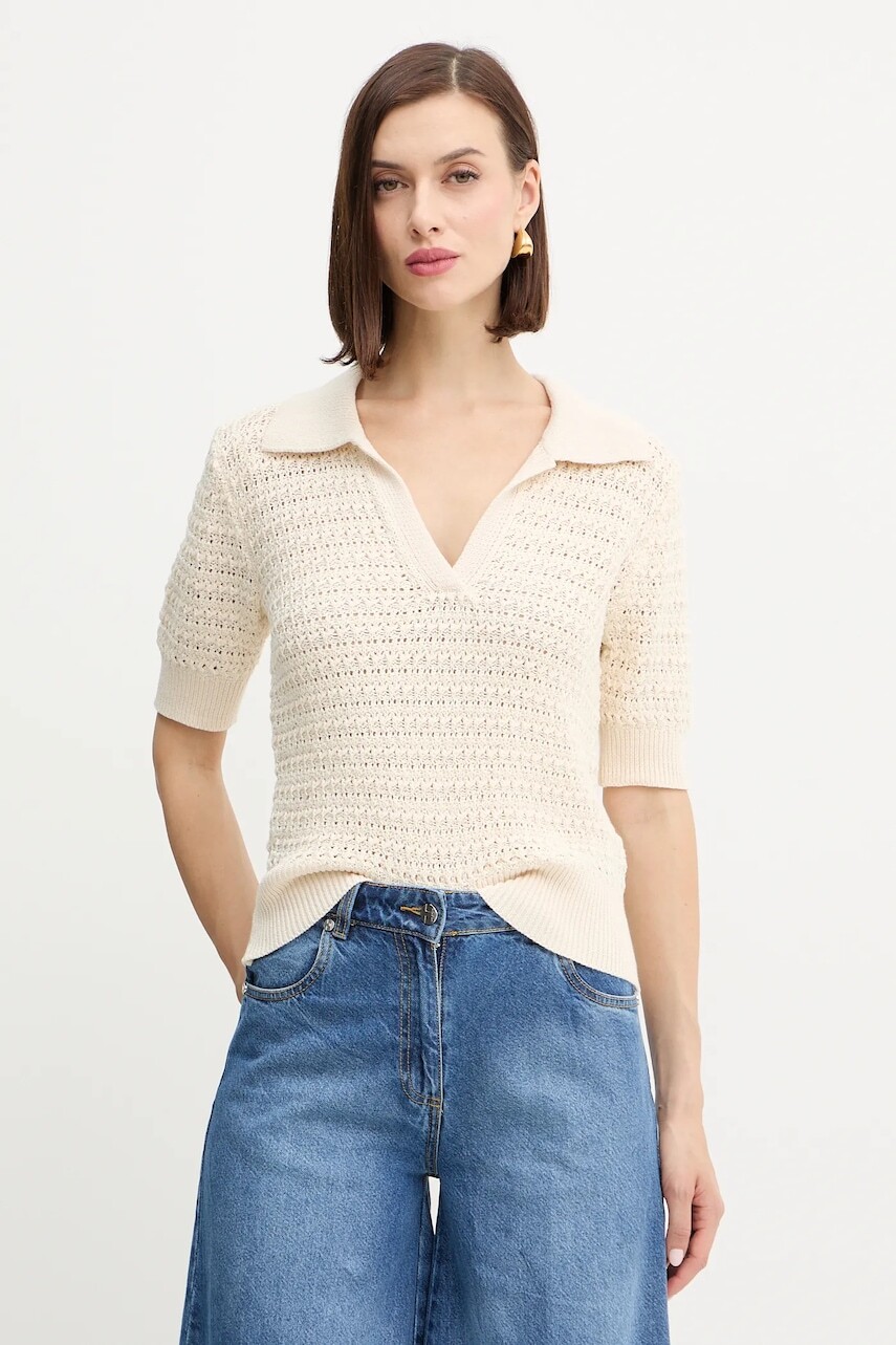Sveter Morgan béžová farba, ľahký, MDEFILE