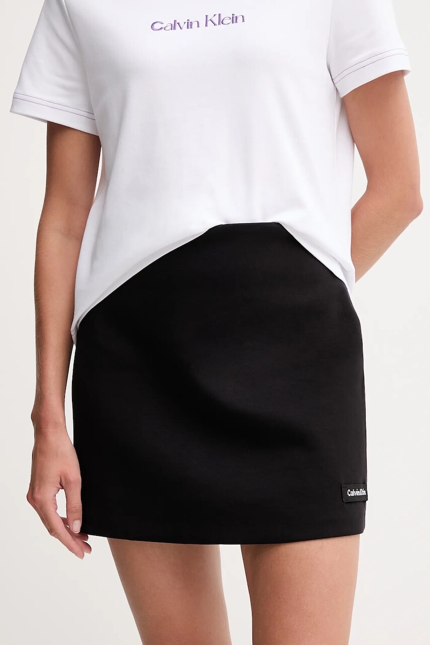 Sukňa Calvin Klein Jeans čierna farba, mini, áčkový strih, LV044D221G