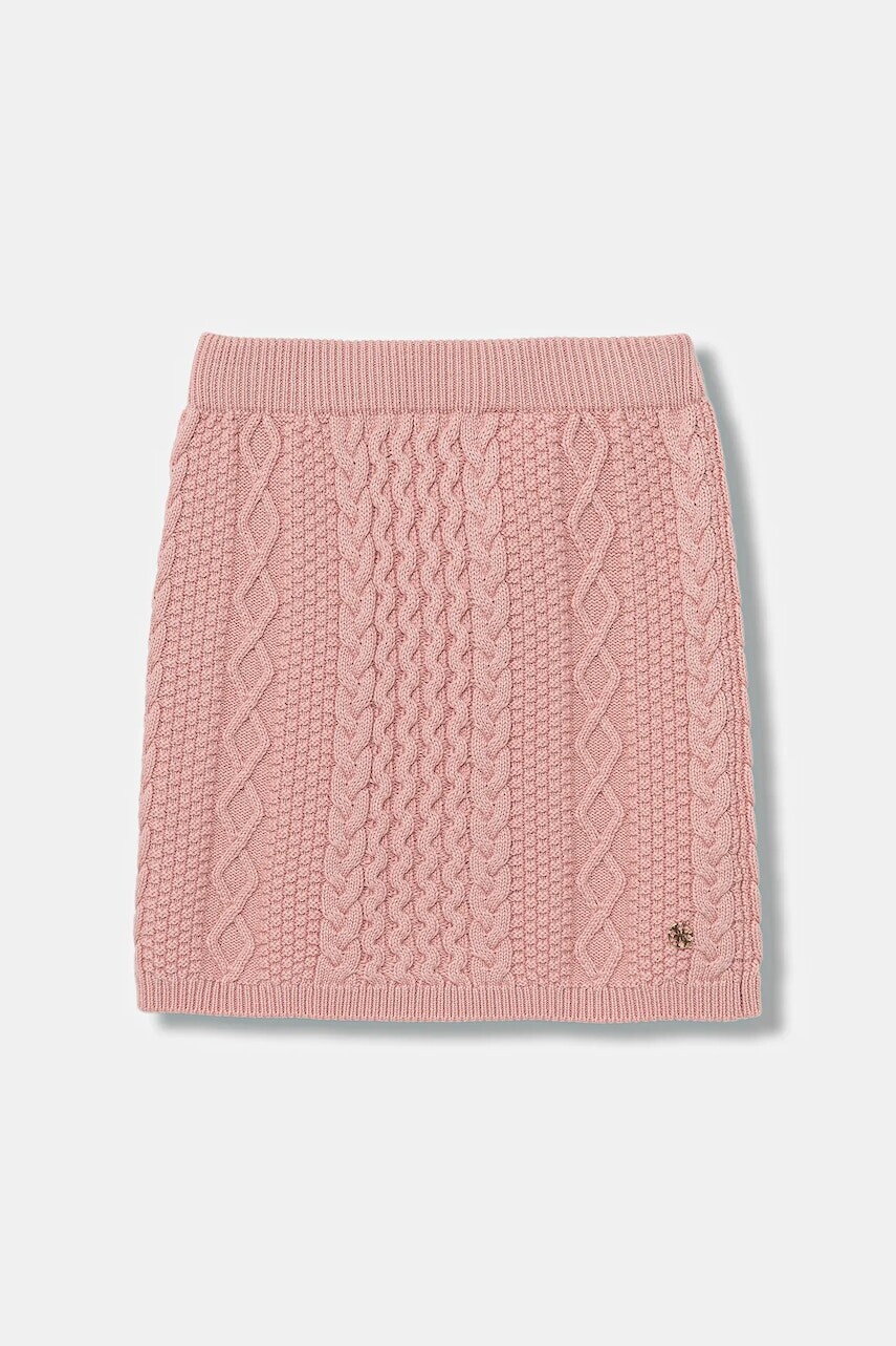 Detská sukňa s prímesou vlny Guess ružová farba, mini, rovný strih, J5BD13 Z37L1