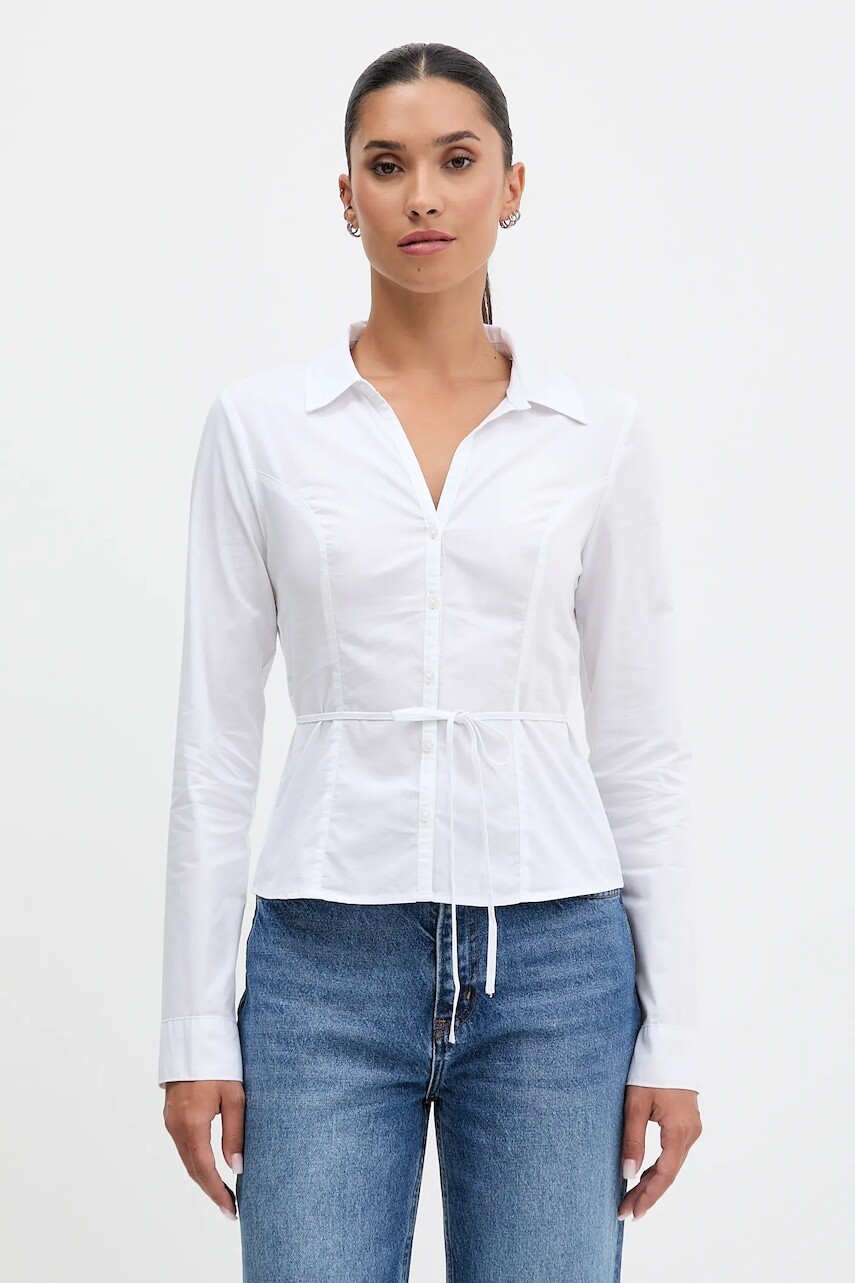 Košeľa Hollister Co. biela farba, slim, s klasickým golierom, KI340-5442