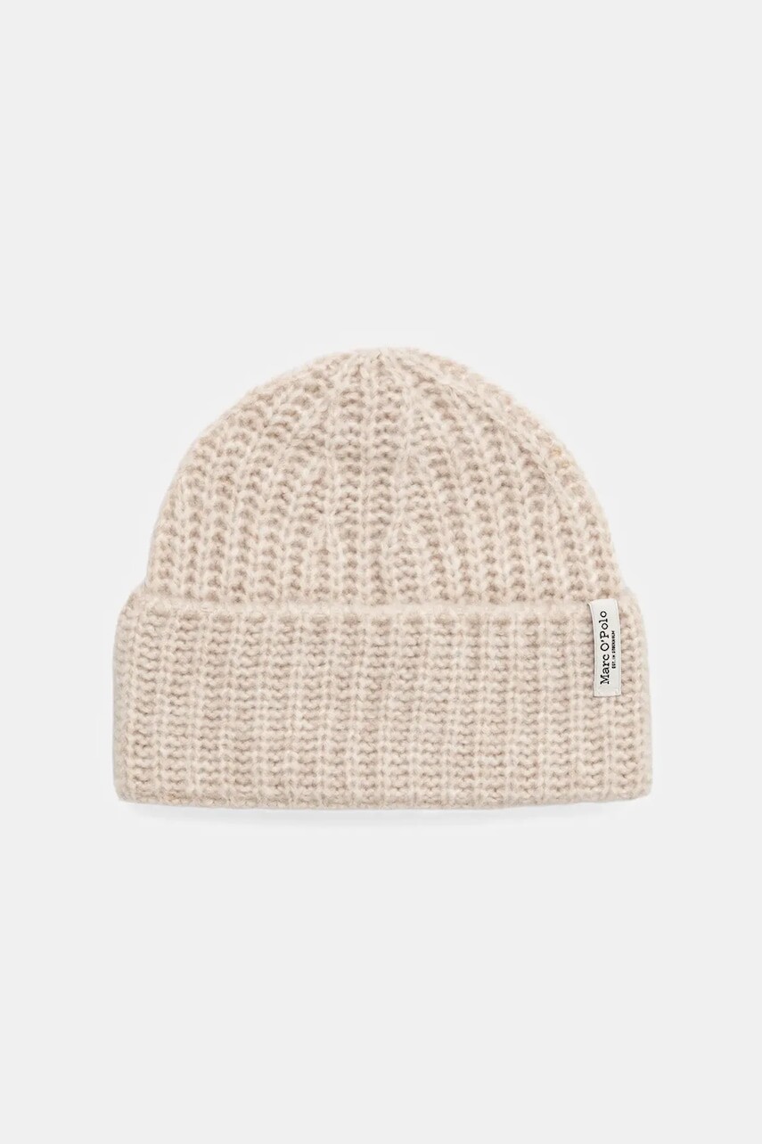 Čiapka s prímesou vlny Marc O'Polo béžová farba, 509612101041