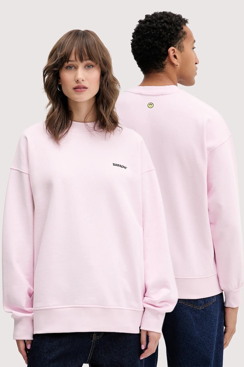 Bavlnená mikina Barrow ružová farba, s potlačou, F5BWUASW069