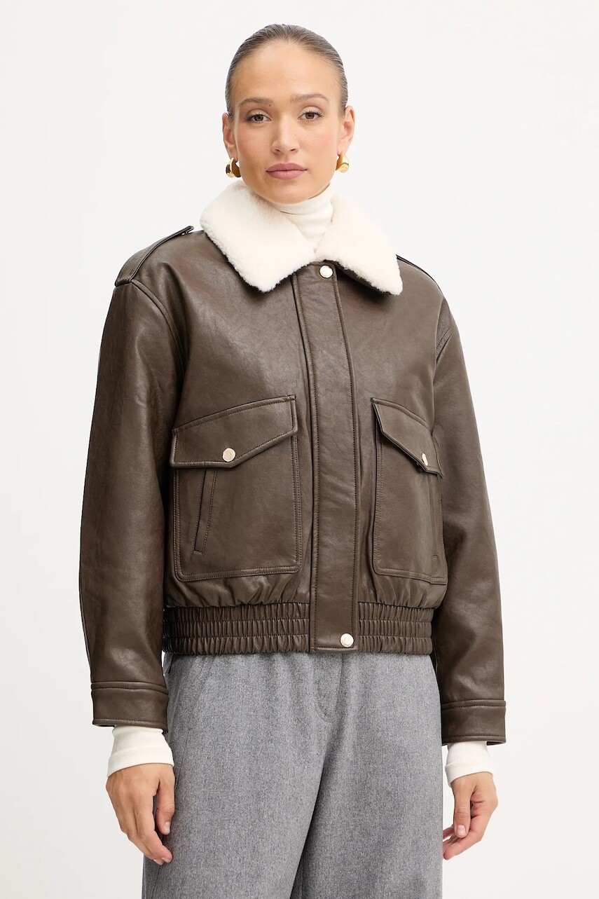 Bunda MICHAEL Michael Kors hnedá farba, prechodná, 77A1487M52