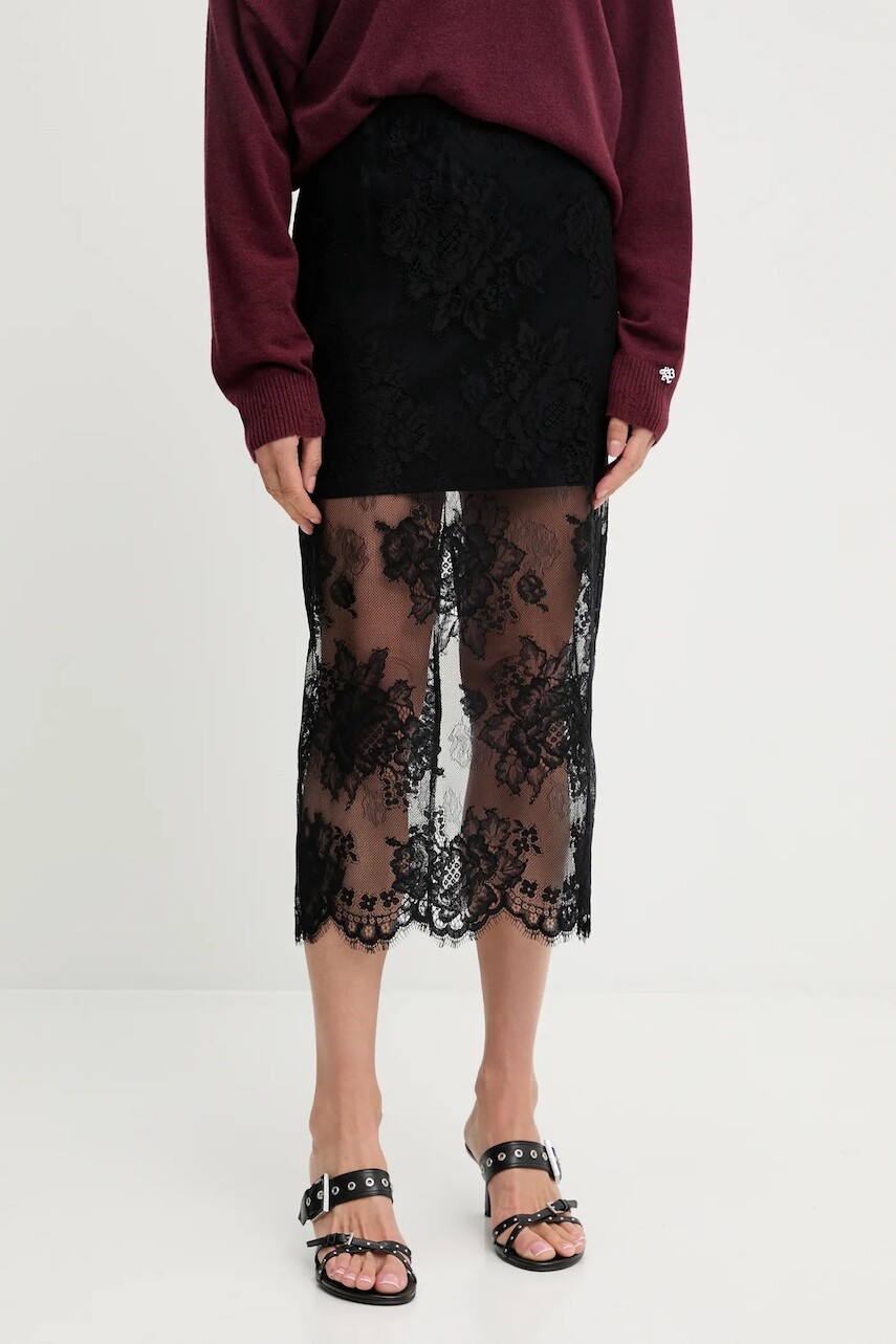 Sukňa Aniye By čierna farba, midi, rovný strih, 181291