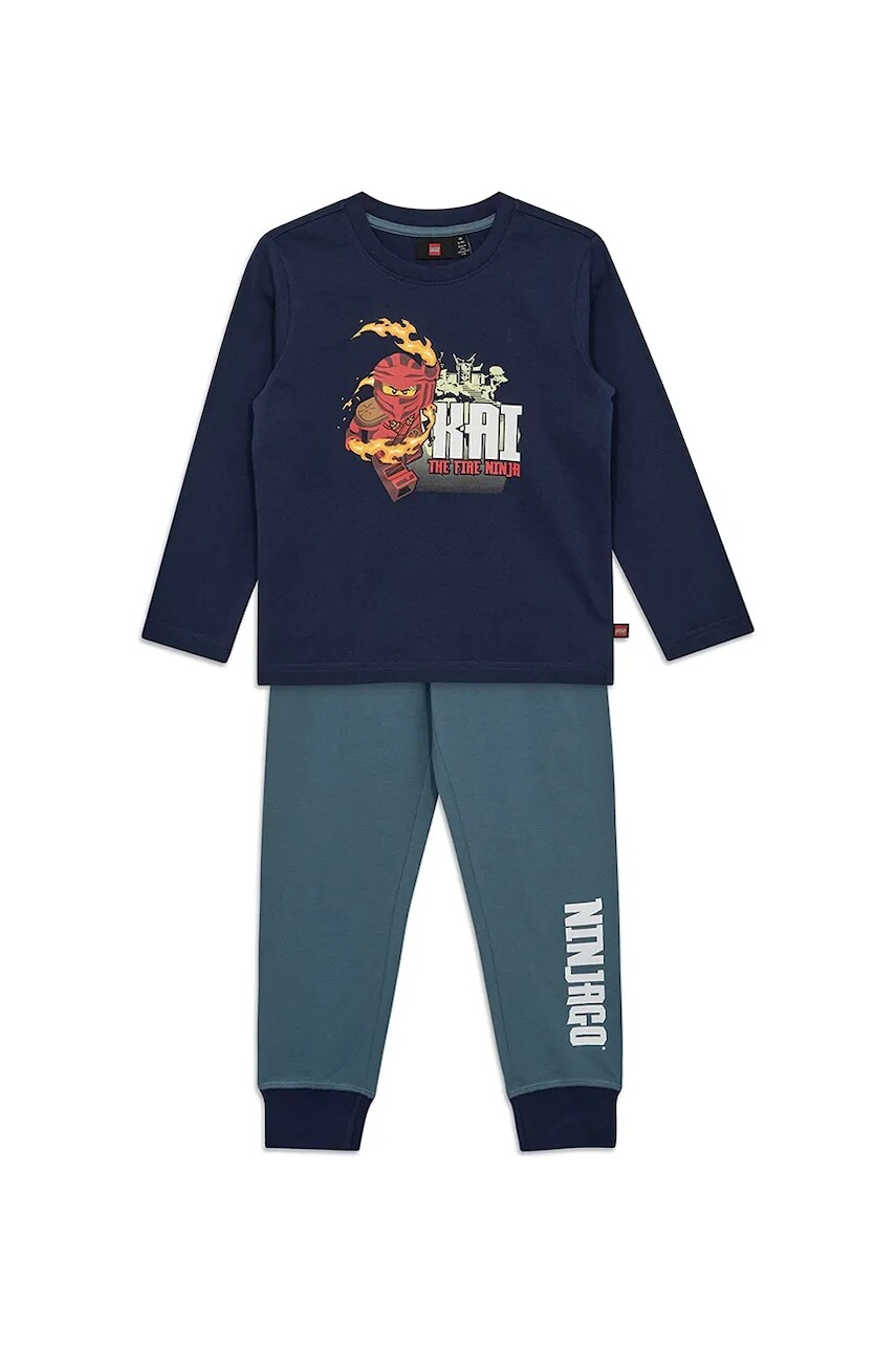 Detské bavlnené pyžamo Lego LWAGAN 701 tmavomodrá farba, s potlačou, 11010949