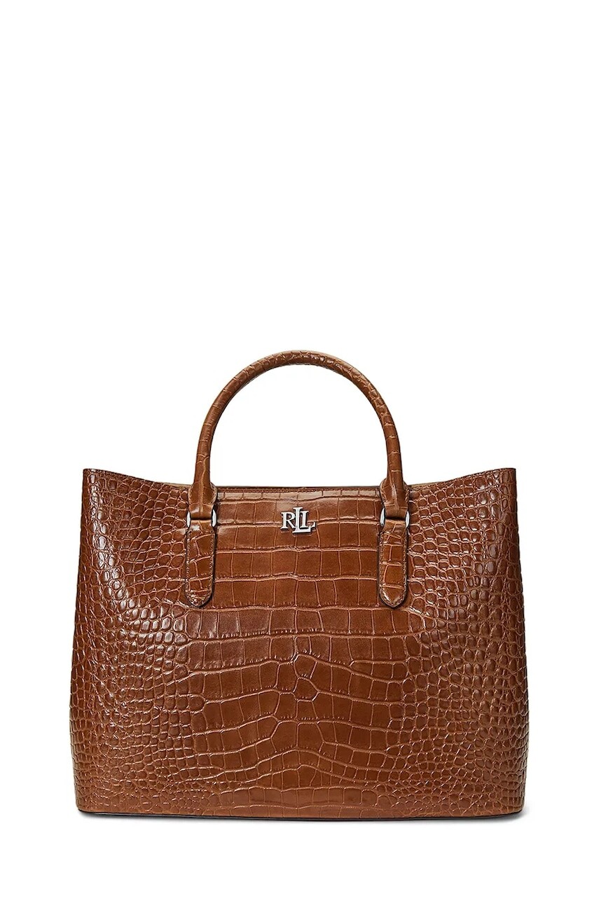 Kožená kabelka Lauren Ralph Lauren hnedá farba, 431942189