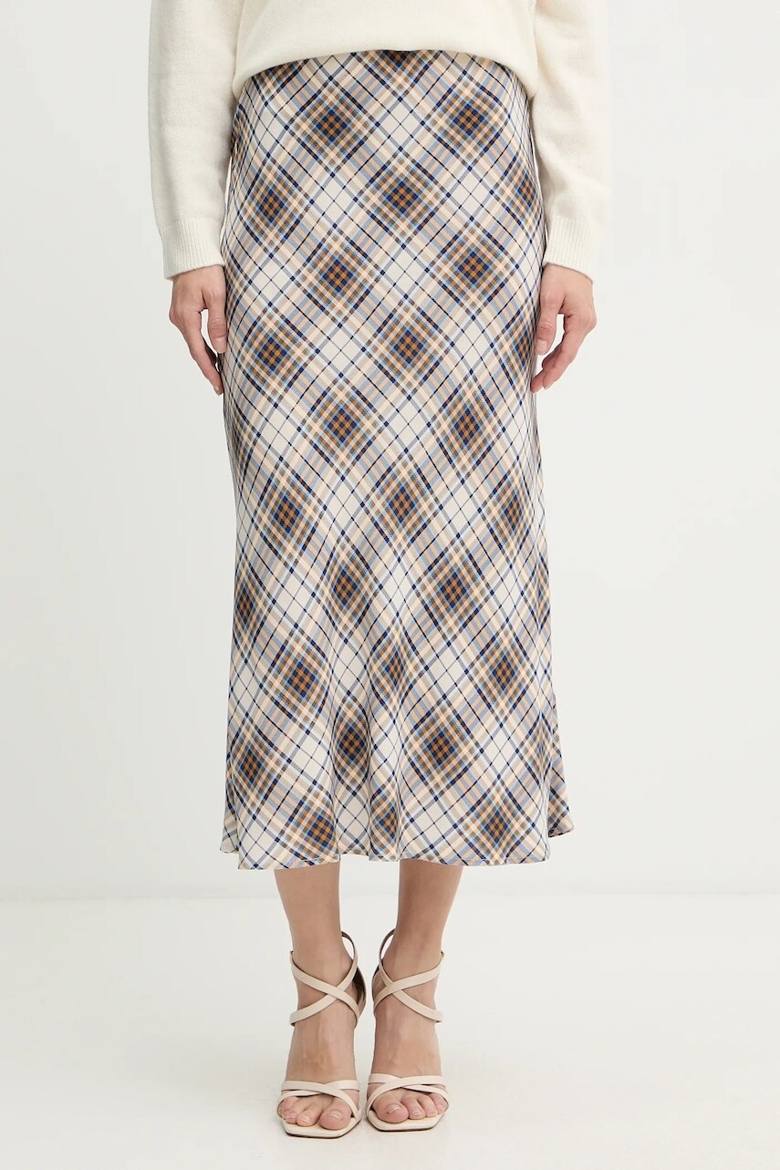 Sukňa Liu Jo modrá farba, midi, rovný strih, MF5170 T3491