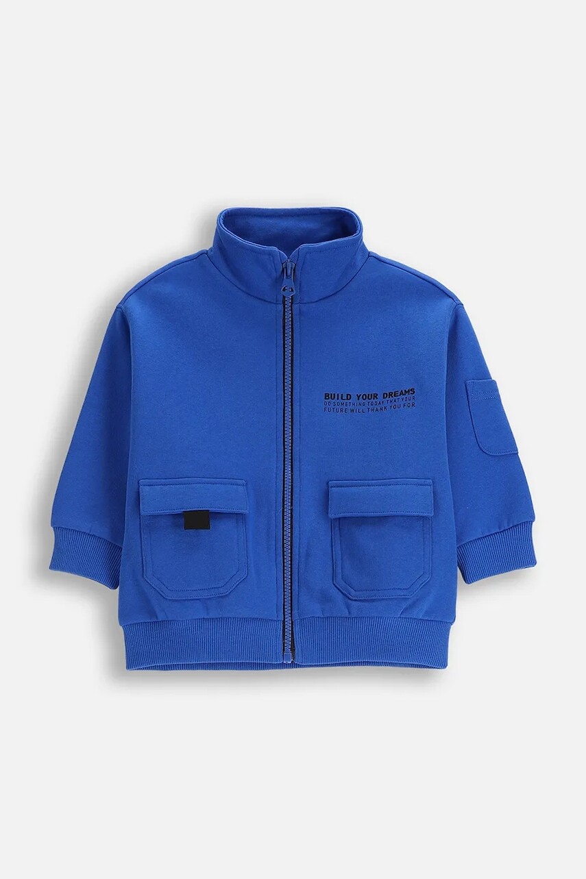 Detská bavlnená mikina Coccodrillo modrá farba, jednofarebná, CITY BUILDER BOY KIDS