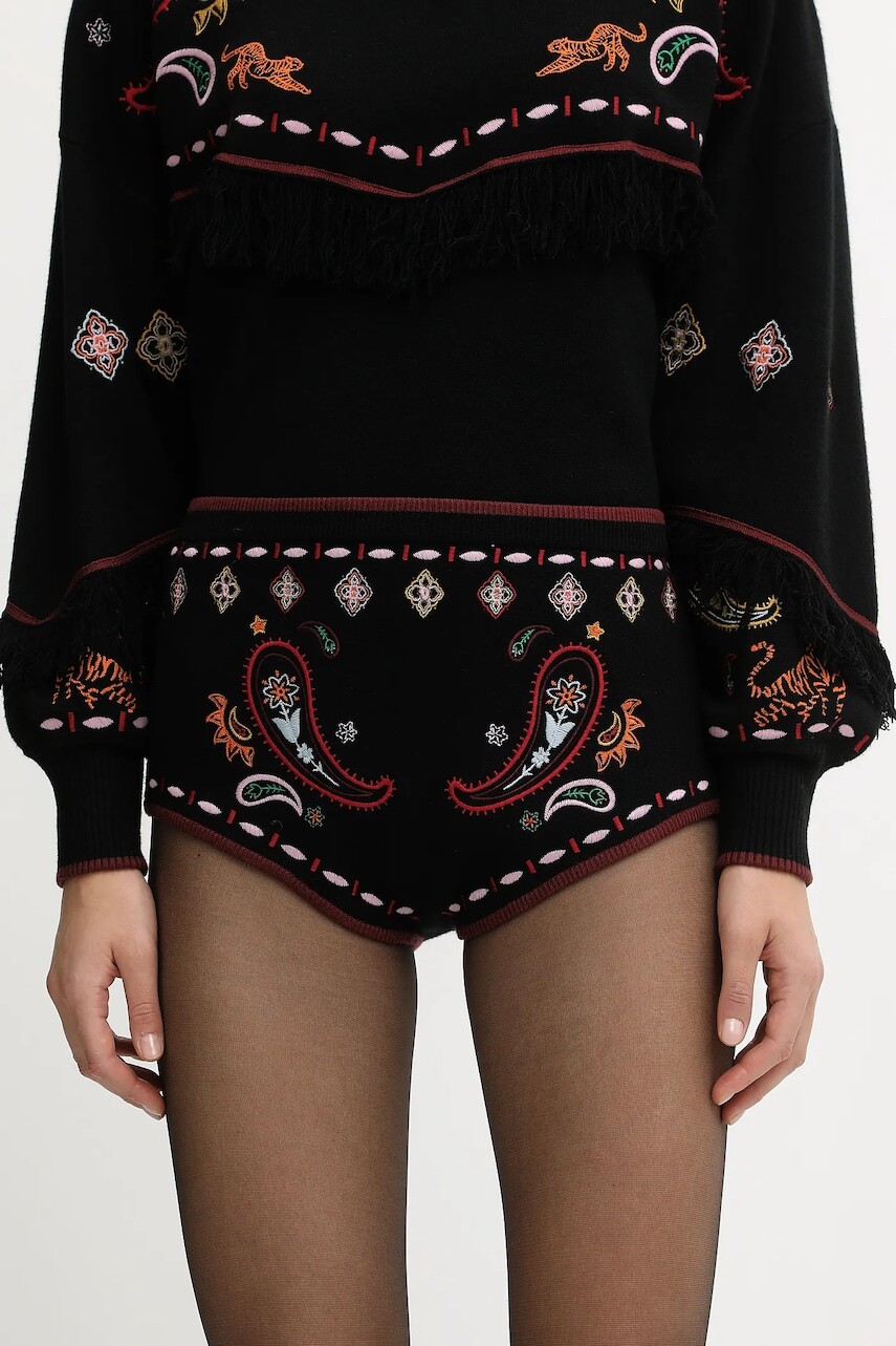 Šortky Never Fully Dressed čierna farba, vzorované, vysoký pás, NFDKN745