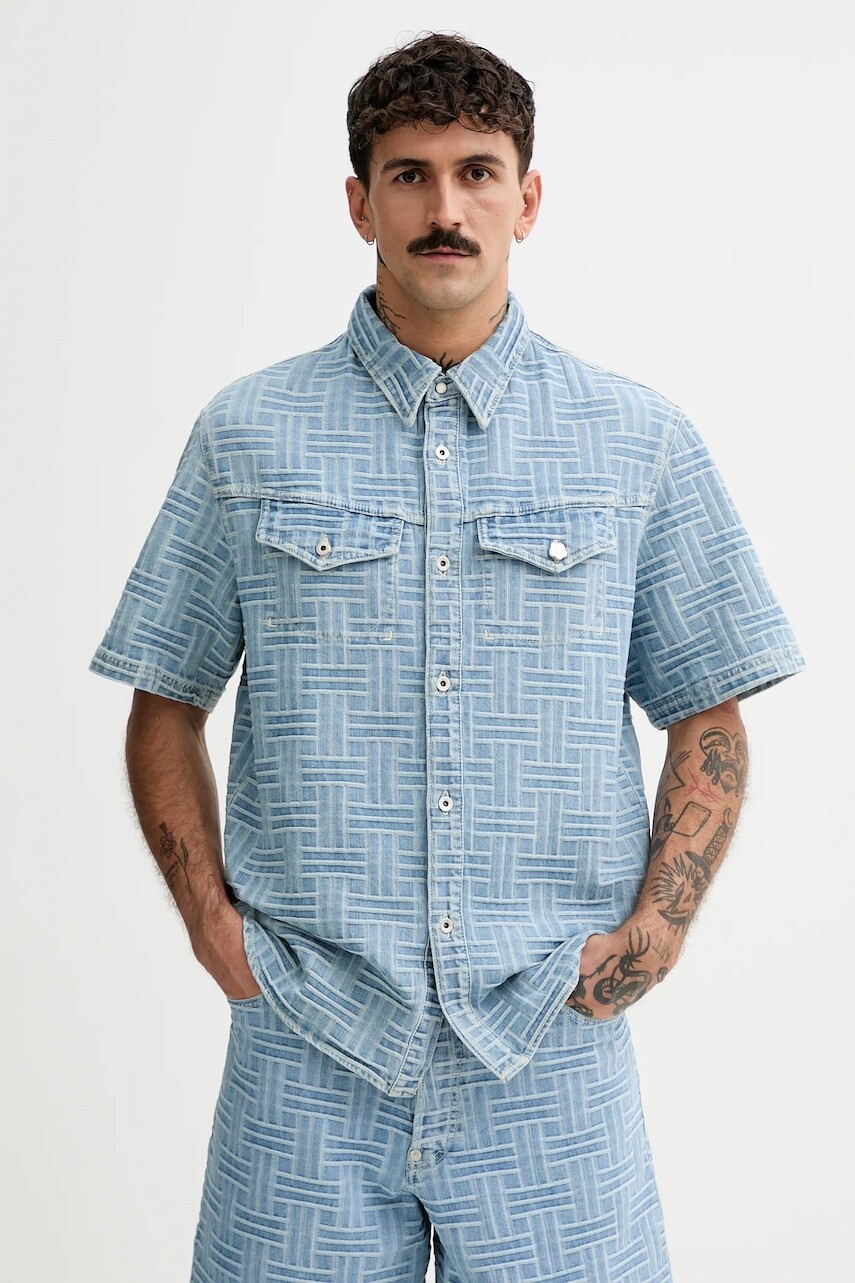 Rifľová košeľa Kenzo pánska, voľný strih, s klasickým golierom, FF55DC1026J4.DB