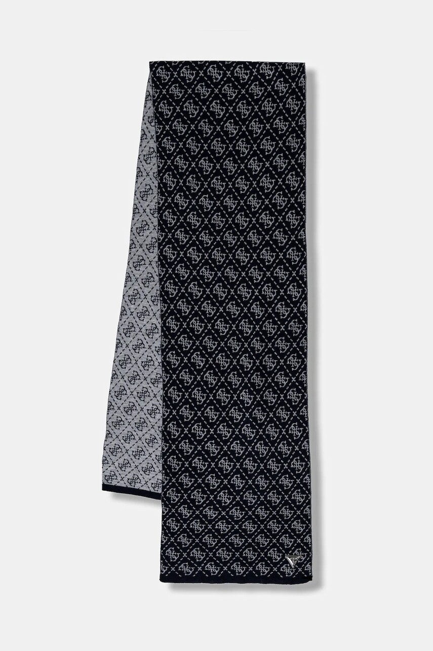 Šál s prímesou vlny Guess 4G tmavomodrá farba, vzorovaná, M5BZ19 Z0442