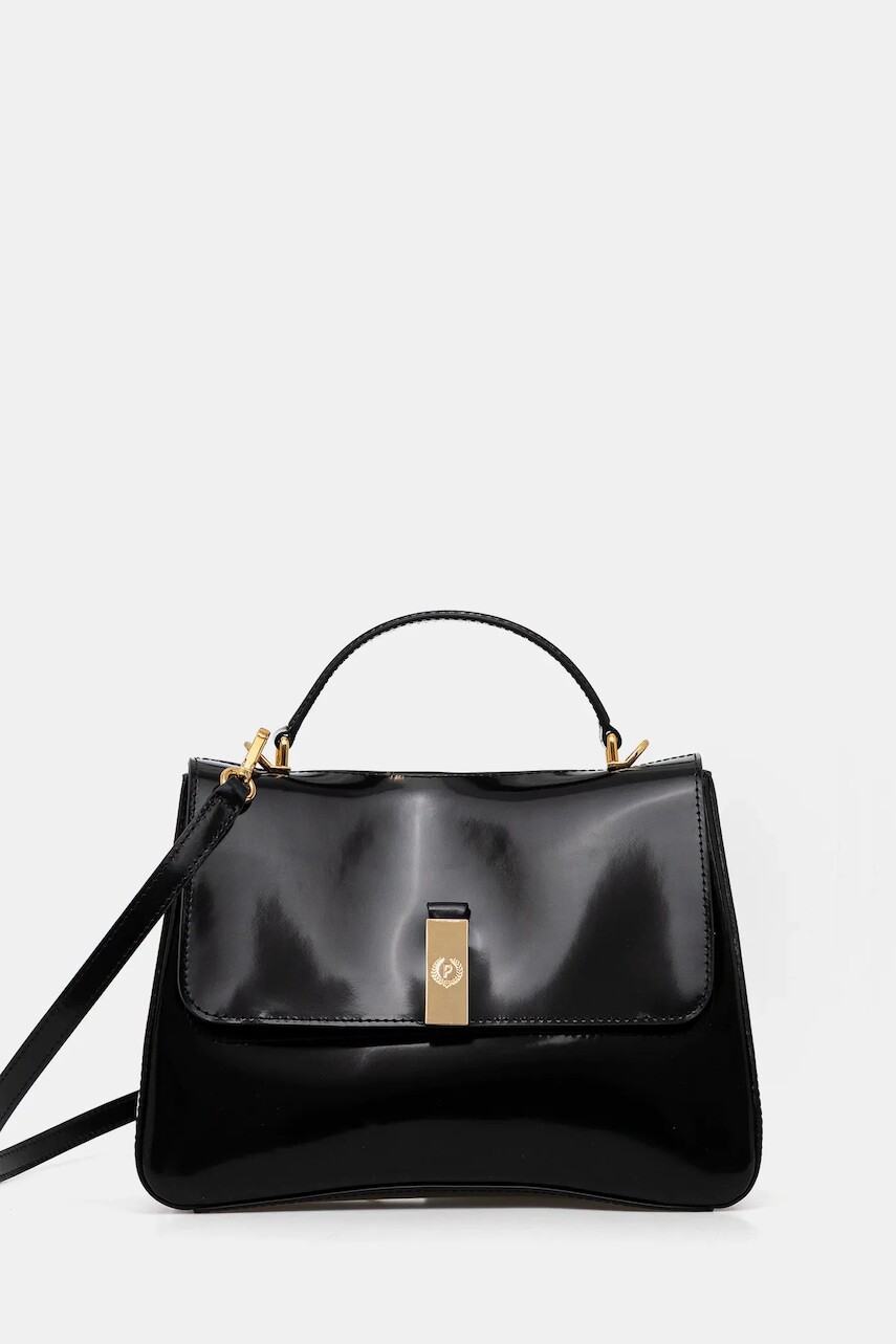 Kožená kabelka Pollini čierna farba, PC4417PP0N QB1