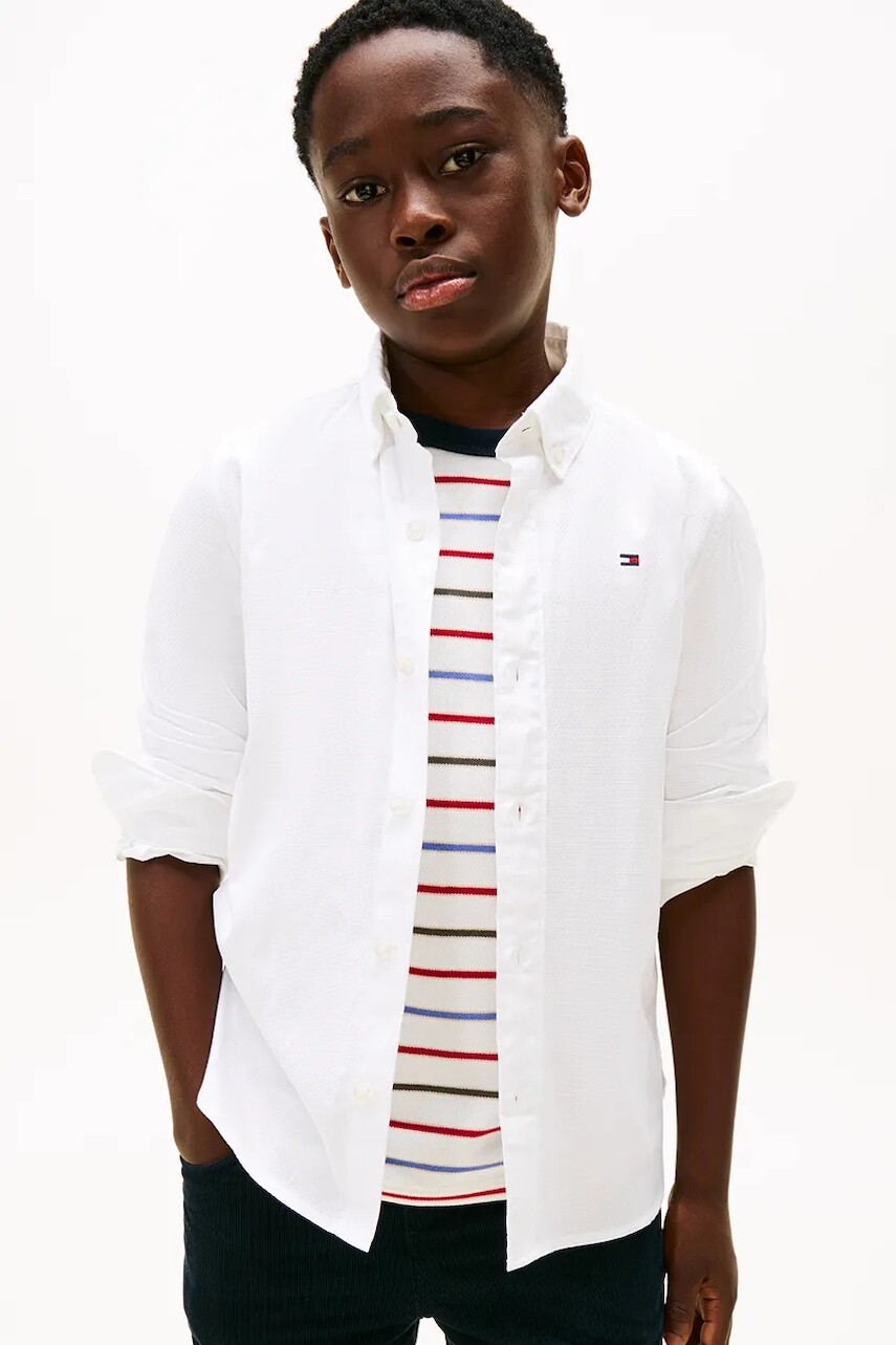 Detská košeľa Tommy Hilfiger biela farba, KB0KB09262