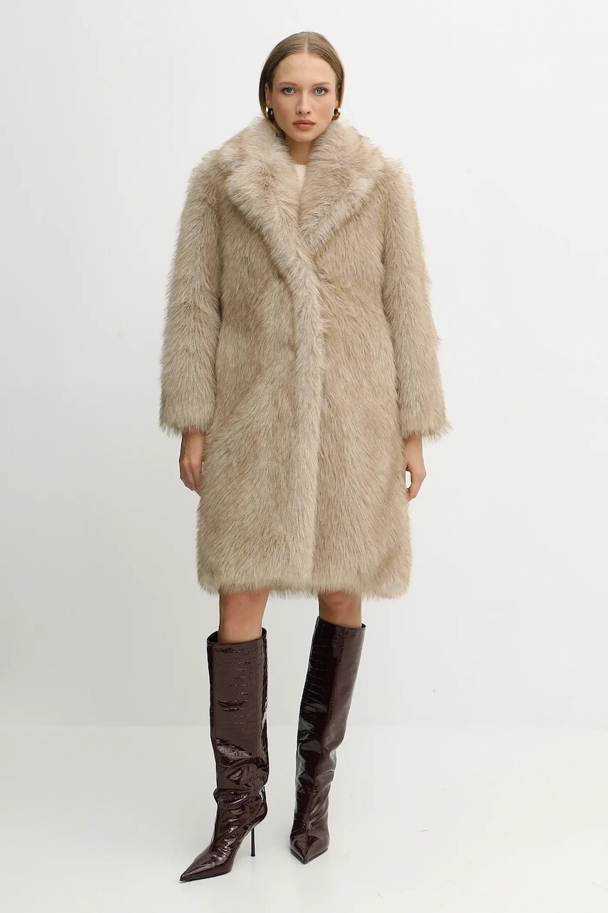 Kabát Liu Jo béžová farba, MF5459 E1024