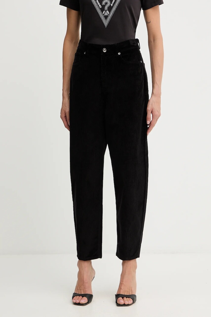 Nohavice Liu Jo čierna farba, rovný strih, vysoký pás, MF5332 T195A