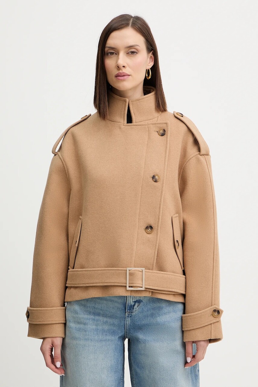 Kabát s prímesou vlny Morgan béžová farba, GMOT