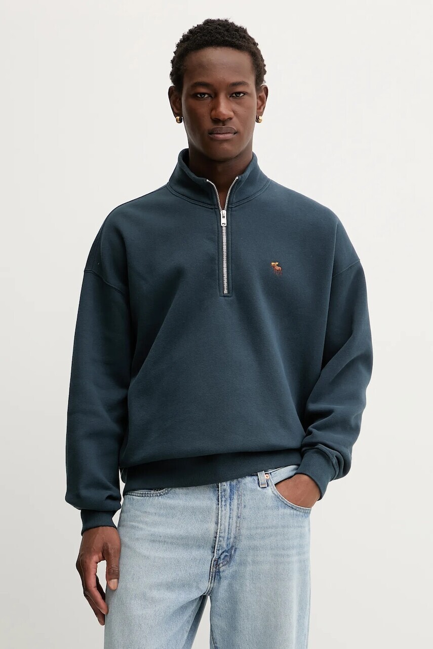 Mikina Abercrombie & Fitch tmavomodrá farba, jednofarebná, KI122-5541-200