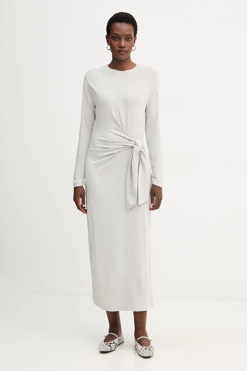 Šaty BOSS Orange šedá farba, maxi, rovný strih, 50547821