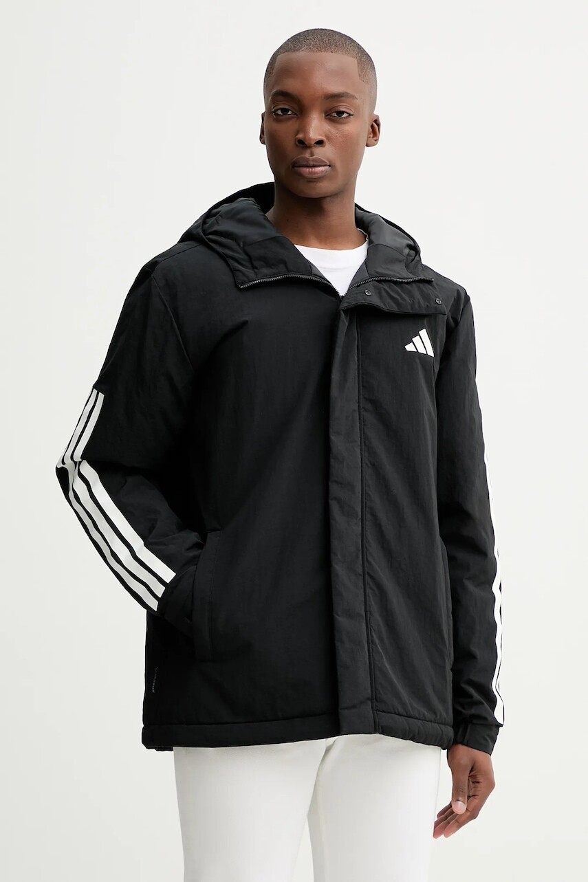 Bunda adidas 3S čierna farba, zimná, JY8303
