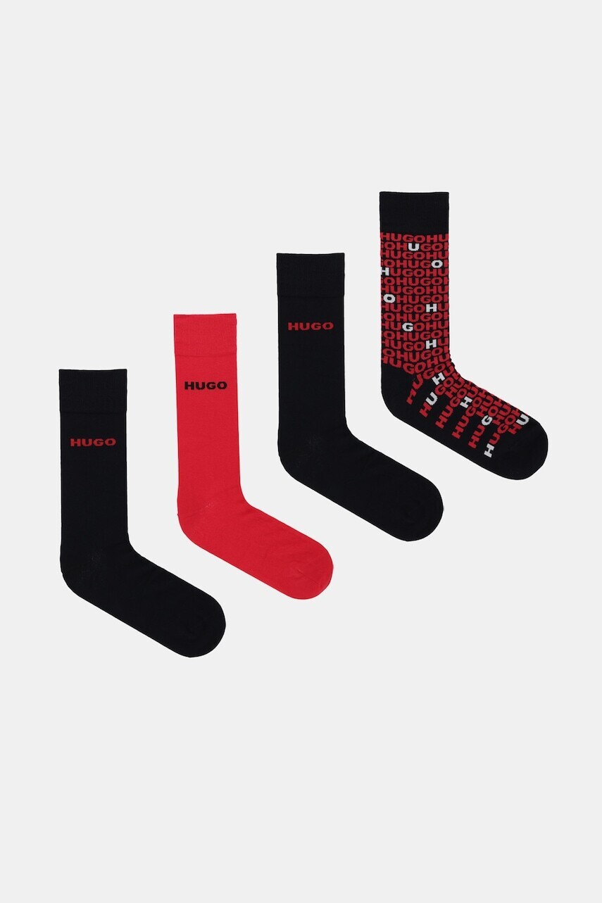 Ponožky HUGO 4-pak čierna farba, 50546673