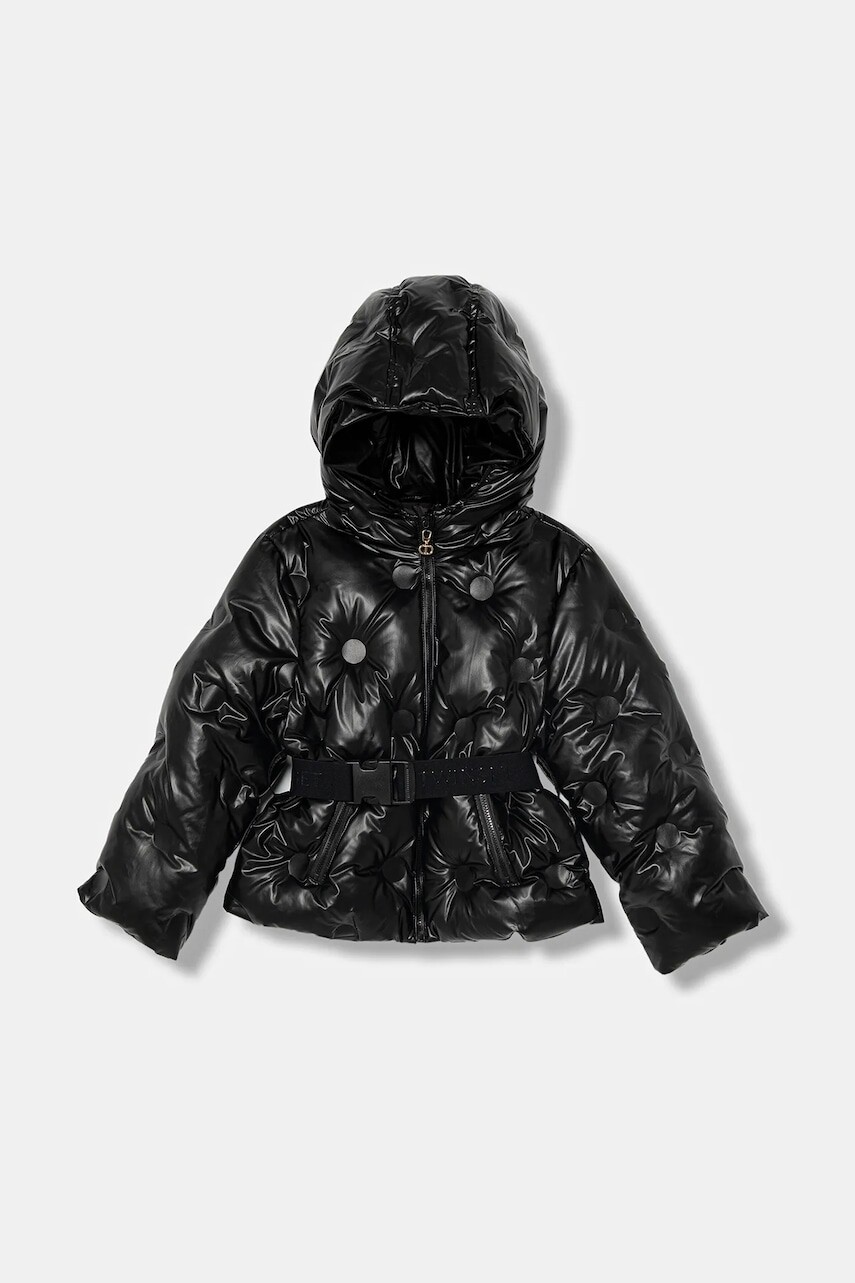 Detská bunda Twinset čierna farba, 252GJ2200