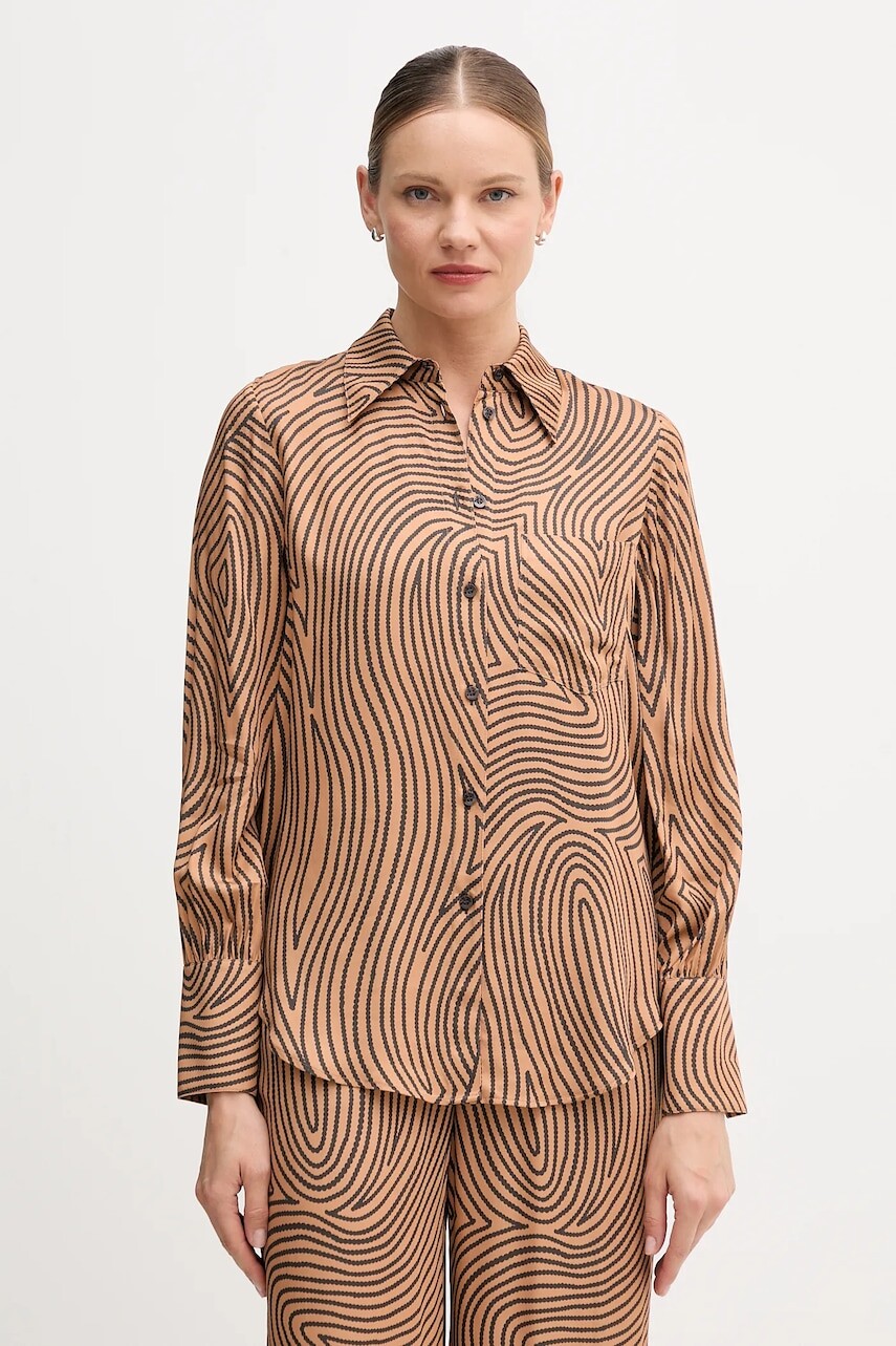 Košeľa Marc Aurel hnedá farba, regular, s klasickým golierom, 6258-1002-24812