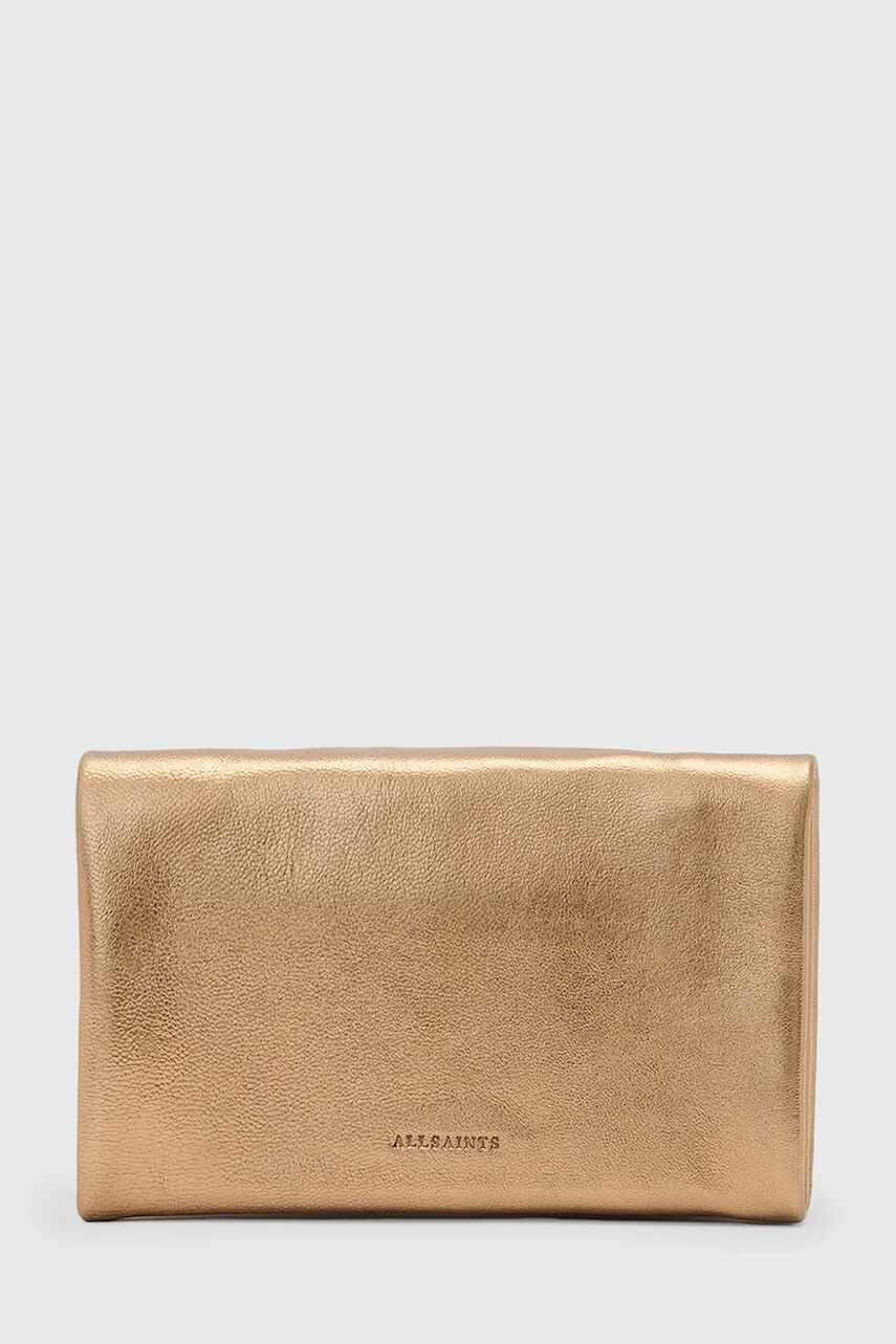 Kožená peňaženka AllSaints HARLUNA zlatá farba, W205XD