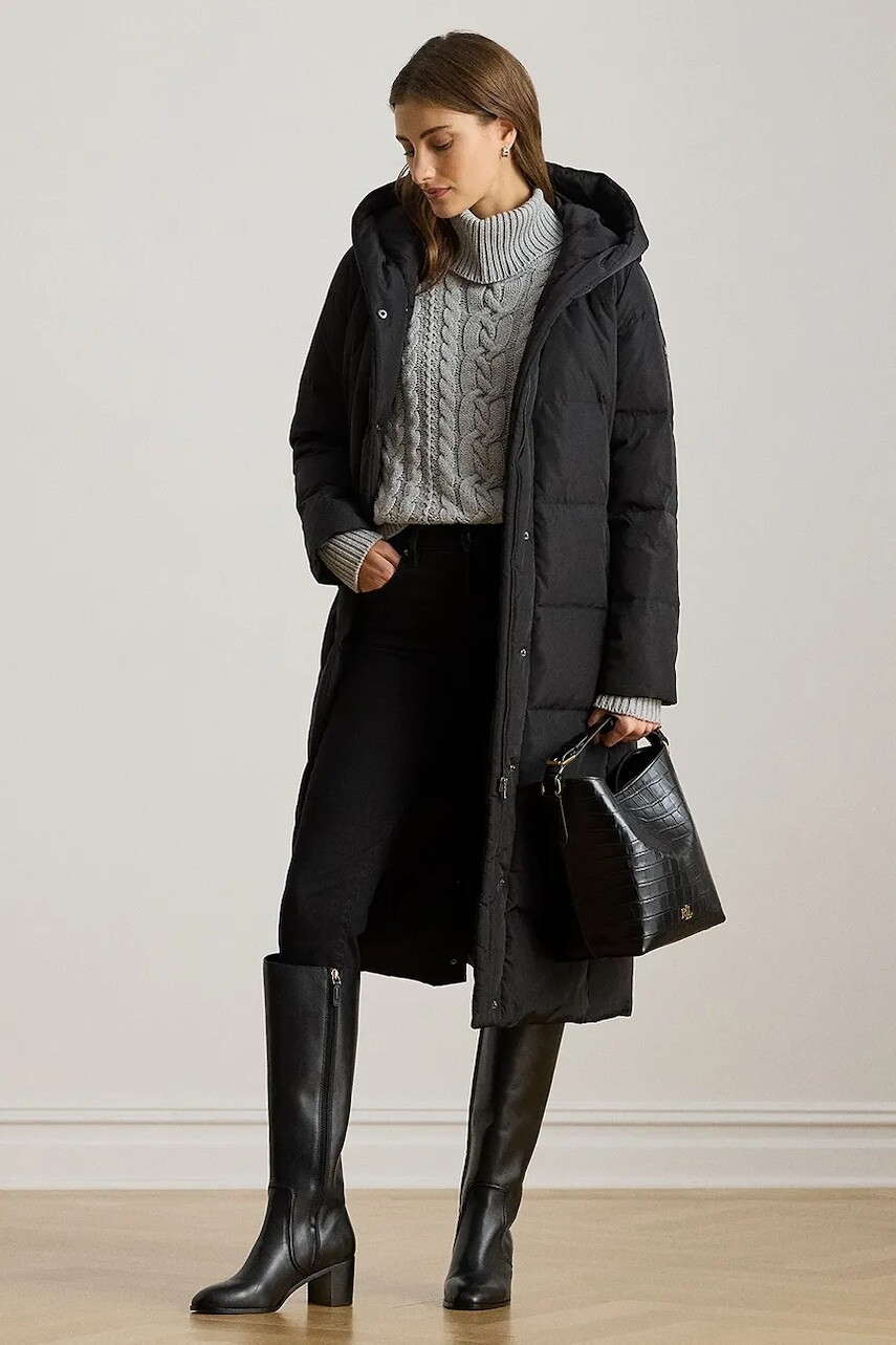 Bunda Lauren Ralph Lauren čierna farba, 297P04090