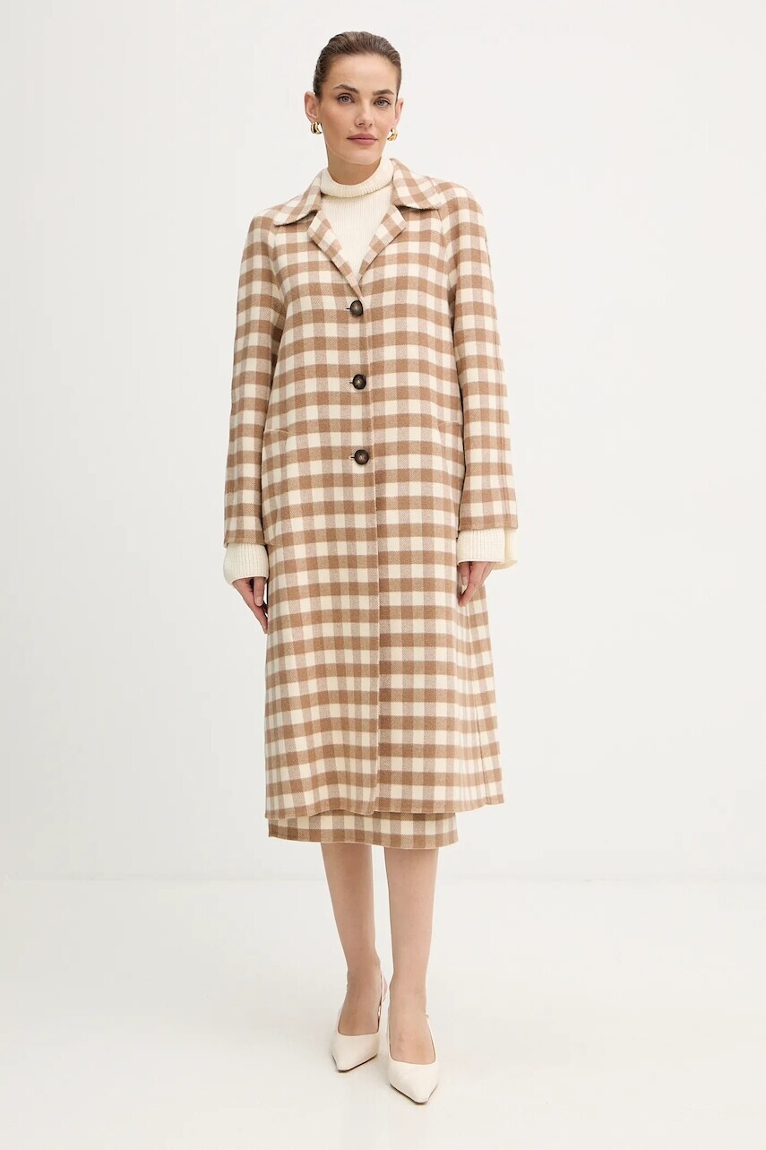 Kabát s prímesou vlny Luisa Spagnoli béžová farba, 542670
