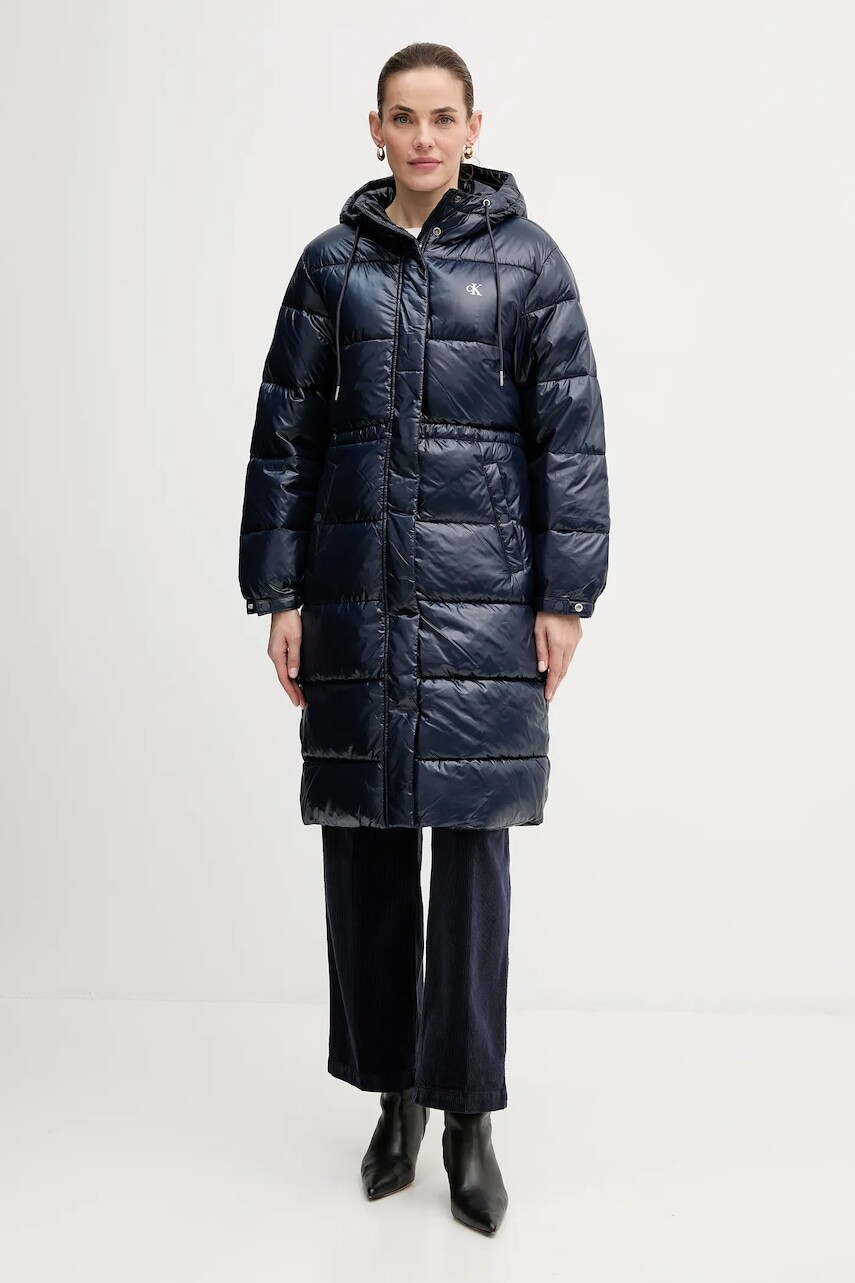 Bunda Calvin Klein Jeans tmavomodrá farba, zimná, LV047D506G