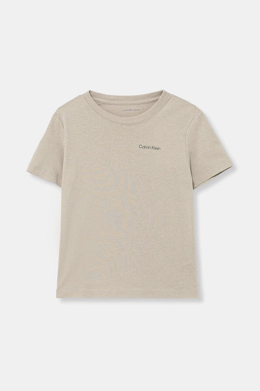 Detské bavlnené tričko Calvin Klein Jeans šedá farba, s potlačou, IU0IU00683