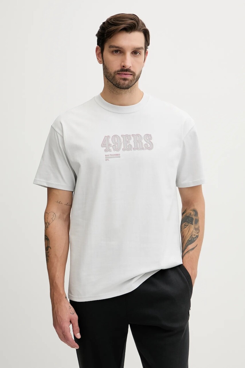 Bavlnené tričko Nike Essential SS HeavyMax 90 pánske, šedá farba, s potlačou, 01AY-0BB-9B-9P7