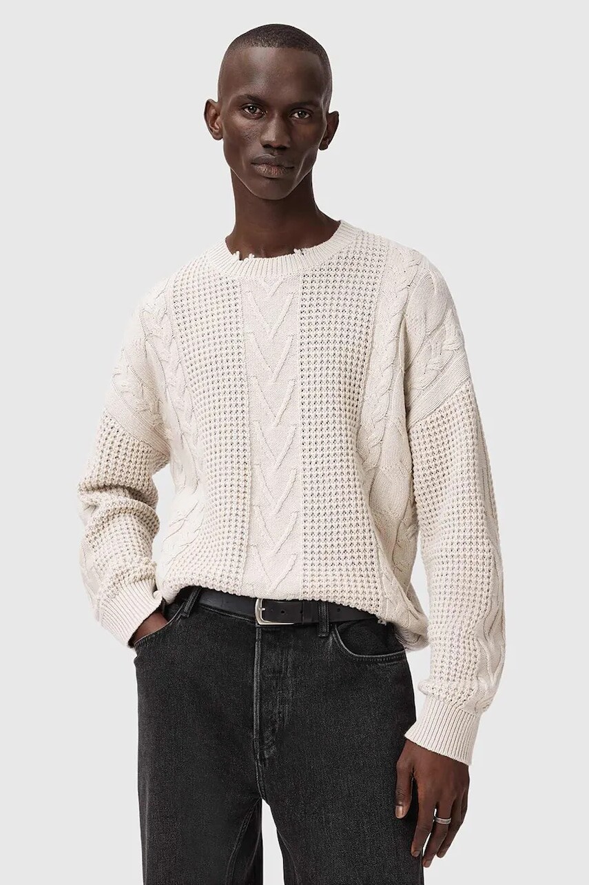 Sveter s prímesou vlny AllSaints béžová farba, M031KD