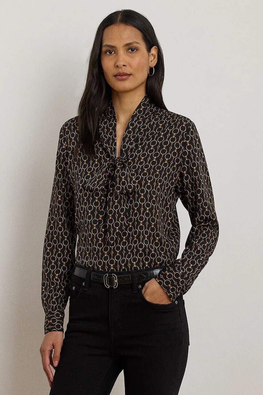 Košeľa Lauren Ralph Lauren čierna farba, regular, s klasickým golierom, 200979913