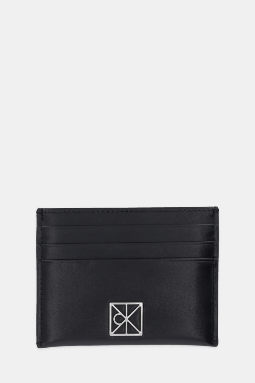 Kožené puzdro na karty Calvin Klein čierna farba, LV04F3317G