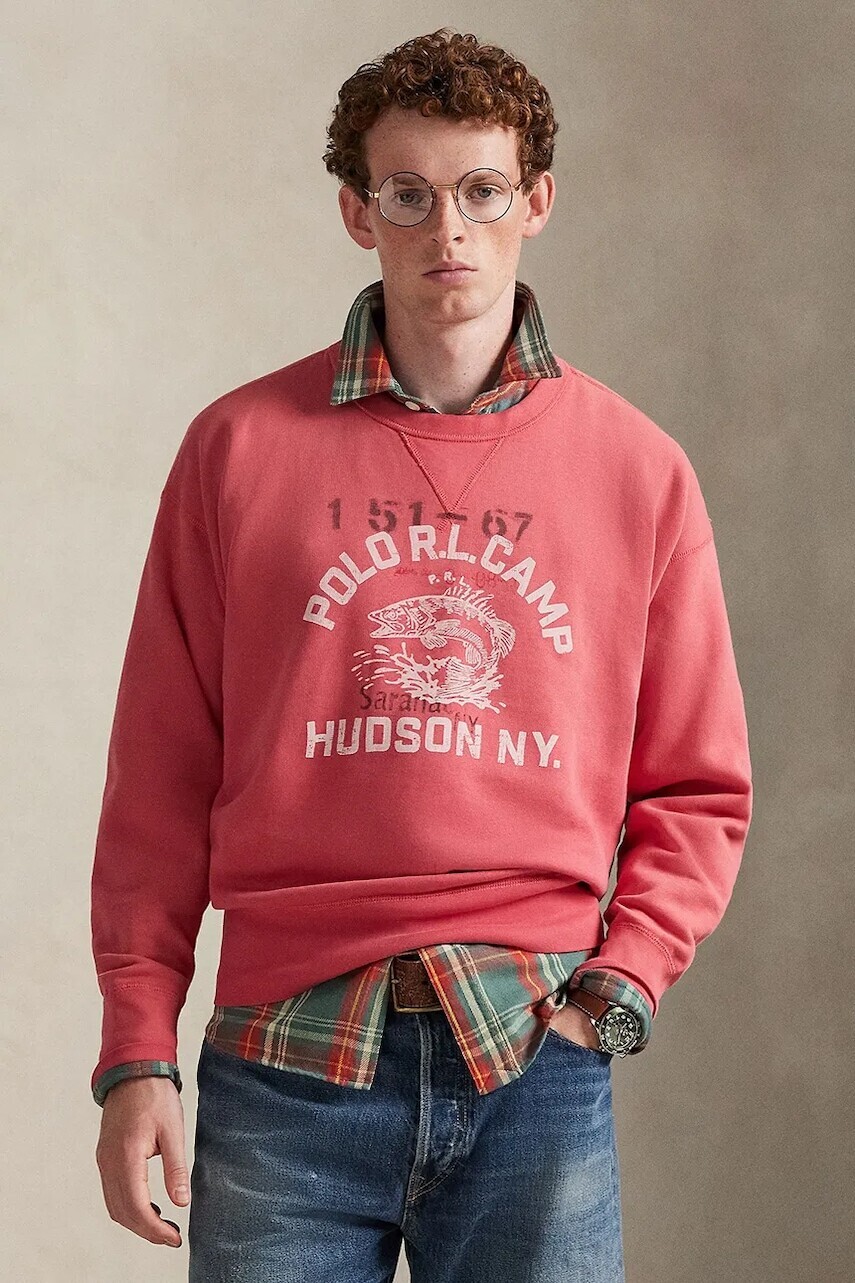 Mikina Polo Ralph Lauren ružová farba, vzorovaná, 710P05436